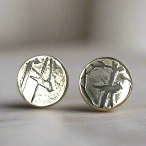 Bird & Tree Sterling Silver Stud Earrings Womens Handmade Argentium Silver